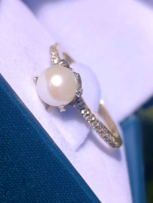 Georgini Gold on Sterling Cultured Pearl Sapphire Ring