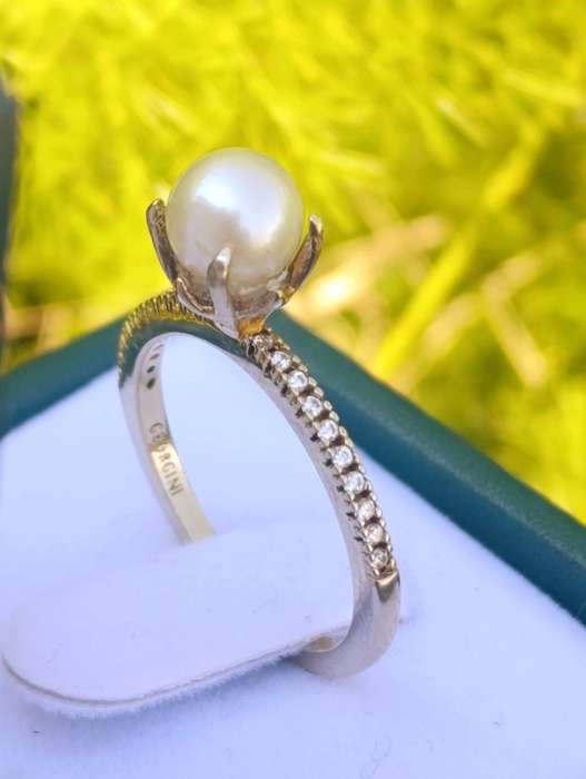 Georgini Gold on Sterling Cultured Pearl Sapphire Ring