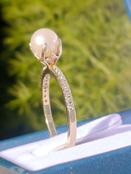 Georgini Gold on Sterling Cultured Pearl Sapphire Ring