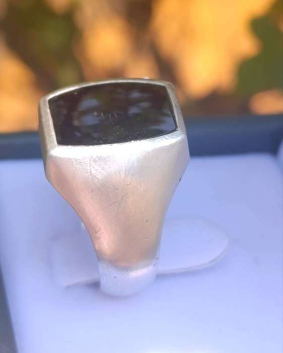 Vintage Sterling Rectangular Mens Onyx Ring