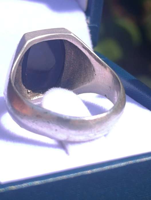 Vintage Sterling Rectangular Mens Onyx Ring