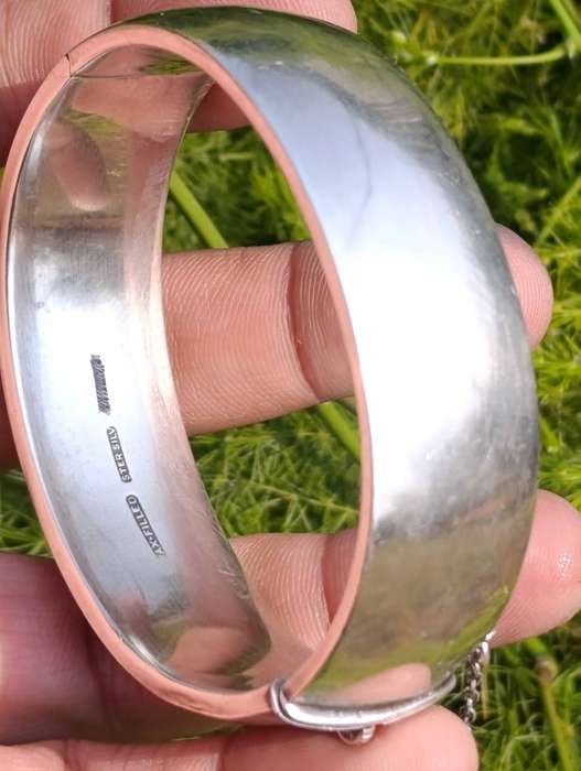 Vintage Sterling 2CM Floral Cutwork Bangle