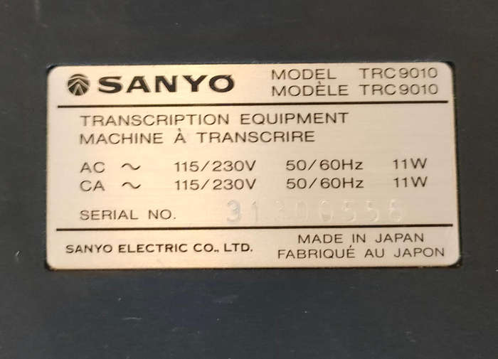 Sanyo Transcriber Machine / Tapedeck