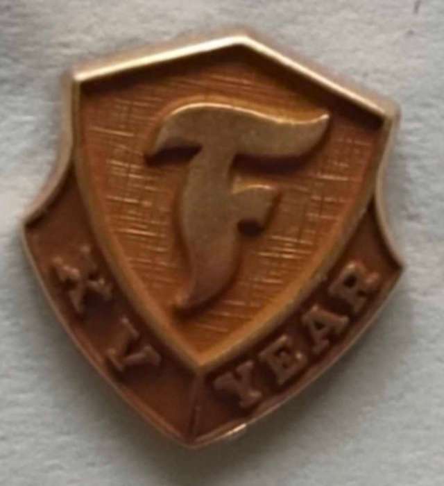 Firestone 15 year 14 k gold pin