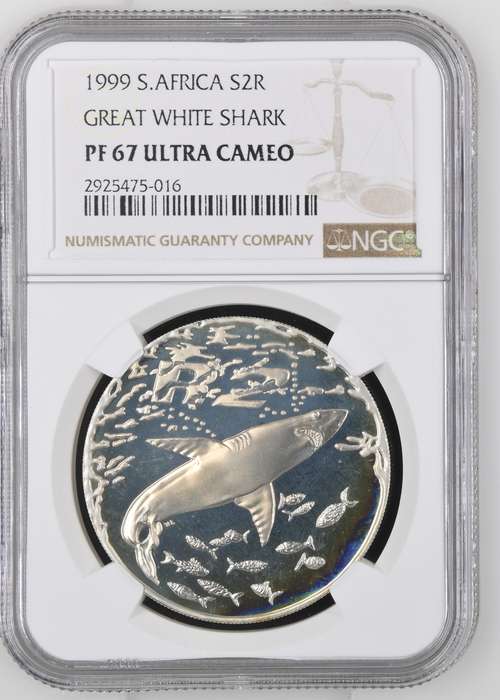 1999 S.Africa S2R Great White Shark NGC PF67 Ultra Cameo Silver Two Rand