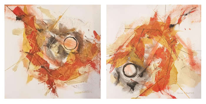 Hilton Edwards Abstract Art Painting - set of 2