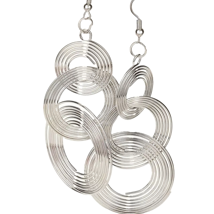Silver Drop & Dangle Multilayer Circle Earrings