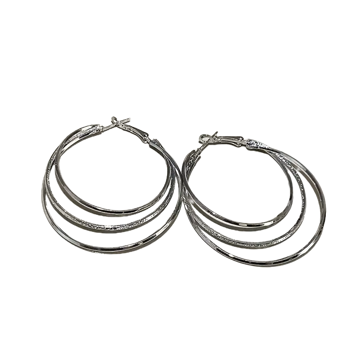 3 Silver Circle Hoop Earrings