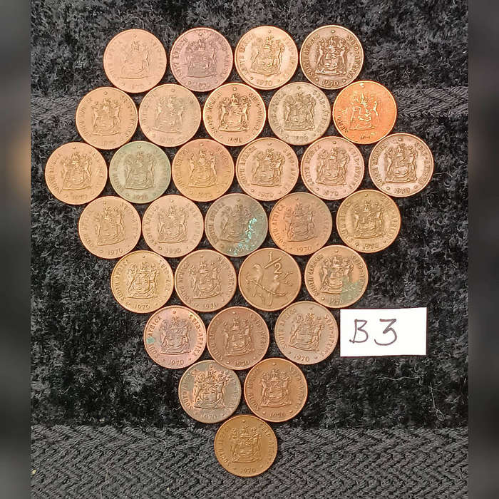 South Africa half cent coins lot B3 1\2c x 30
