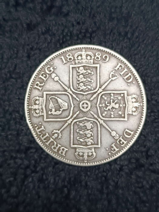 1889 Victoria double florin silver coin