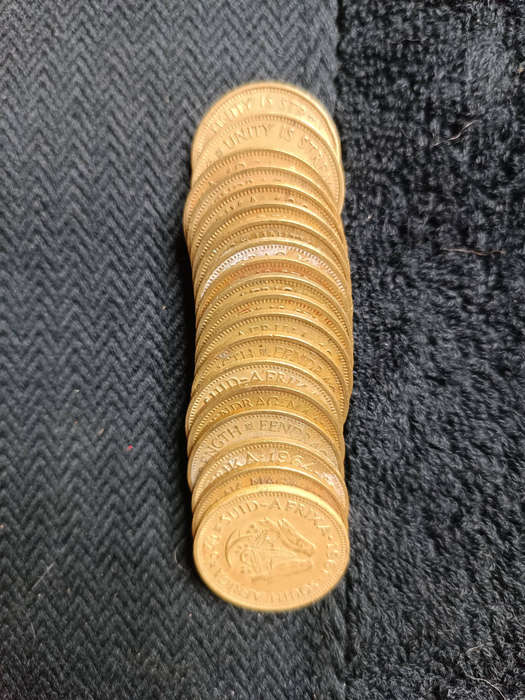 20 x South African half cents, brass, pre 65 lot