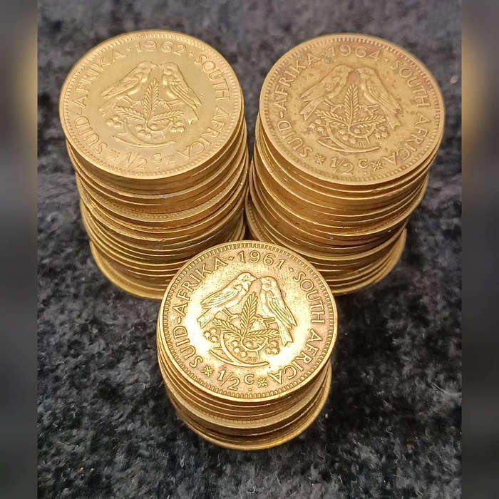 South Africa half cent coin x 50 lot