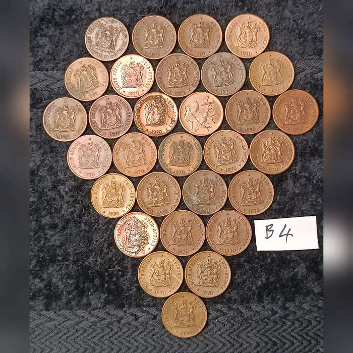 South Africa half cent coins lot B4 1\2c x 30