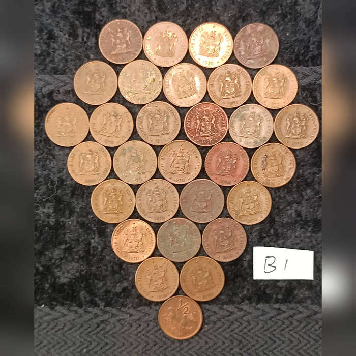 South Africa half cent coins lot B1 1\2c x 30