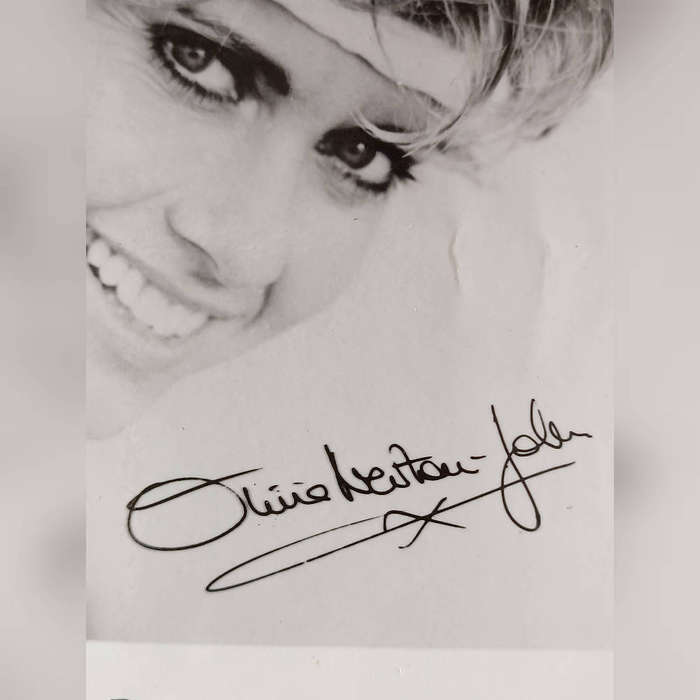 Olivia Newton John autographed studio bnw photograph