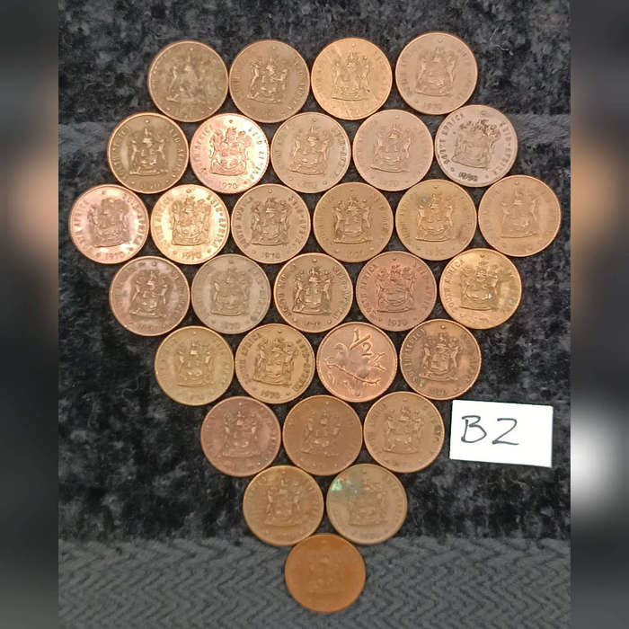 South Africa half cent coins lot B2 1\2c x 30