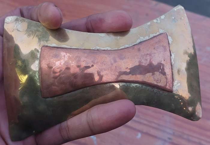 Large vintage brass and copper belt buckle