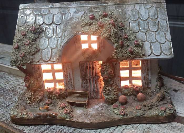 Vintage hand made house with lights