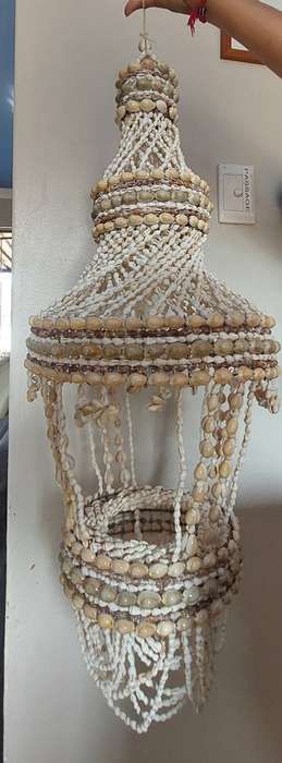 Vintage hand made  real sea shell puca macrame can be used for plant holder or chandelier