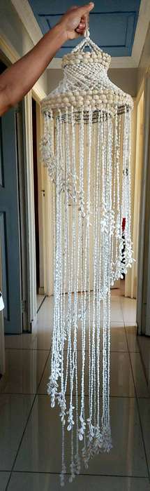 Vintage sea shell macrame perfect chandelier large