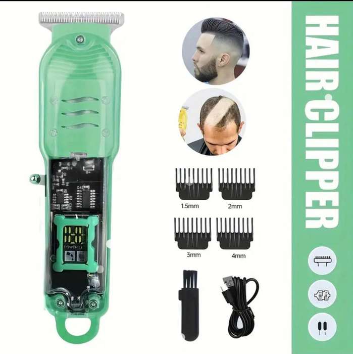 PROFESSIONAL HAIRCUTTING TRIMMER KIT WITH LCD DISPLAY AND TYPE-C CHARGING (GREEN)
