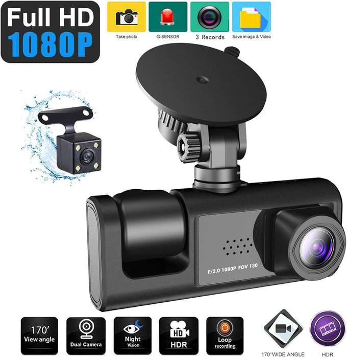 BLACK BOX TRAFFIC RECORDER WITH 2 INCH SCREEN AND REAR DVR CAMERA