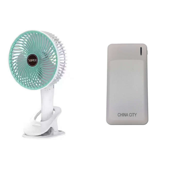 Rechargeable Clip-On Mini Desk Fan Bundle  20,000mAh Powerbank Included