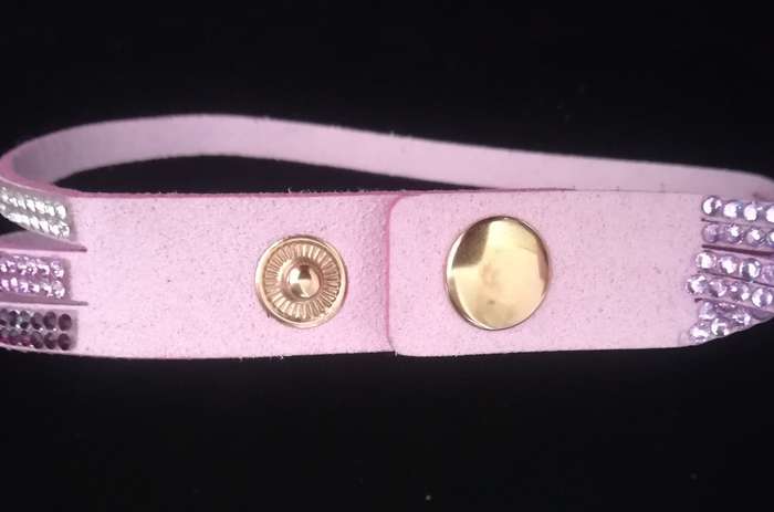 Multilayer Double Wrap Faux Suede Lilac Rhinestone Bracelet