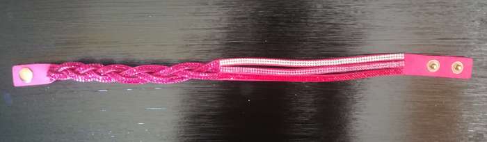 Multilayer Double Wrap Faux Suede Pink Rhinestone Bracelet