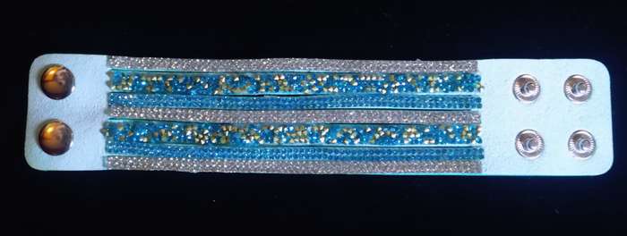 Multilayer Wrap Faux Suede Light Blue Rhinestone Bracelet