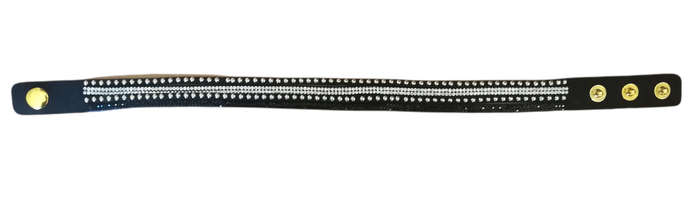 Multilayer Double Wrap Faux Suede Black Rhinestone Studded Bracelet