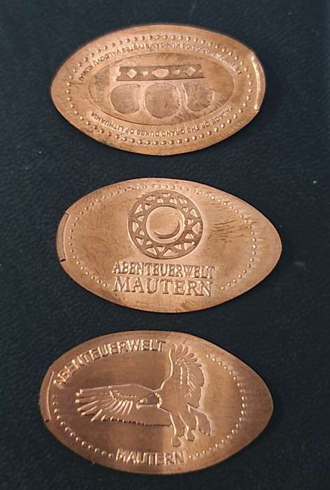 3 x ELONGATED EUROPEAN COINS