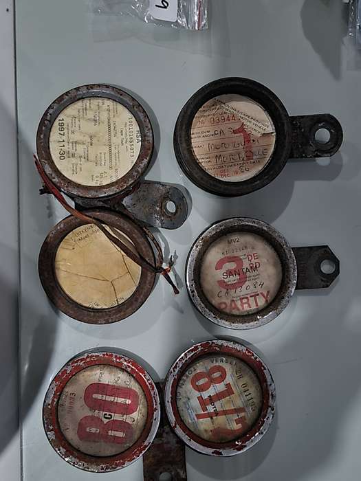 LOT VINTAGE MOTORCYCLE LICENCE DISK HOLDERS
