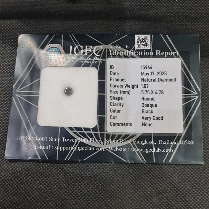 IGEC CERTIFIED 1.07 CARAT BLACK DIAMOND