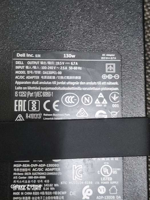 Dell 130W Da130pe1-00 19.5V 6.7A 3-pin/Big Round Pin OEM Charger NO Power Adapter