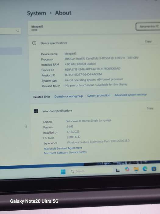 LENOVO IDEAPAD 3 CORE I3 11TH GEN 256GIG NVME 8GIG RAM WINDOWS 11 24H2