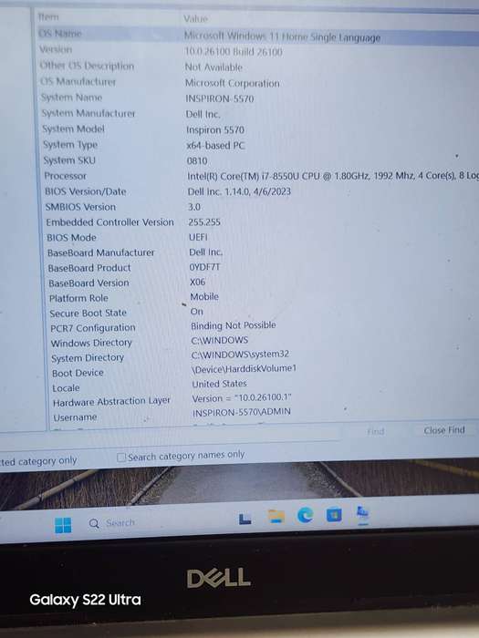 DELL INSPIRON 5570 17°CORE I7 8TH GEN 256SSD 8GIG RAM MICROSOFT WINDOWS 11PRO  24H3