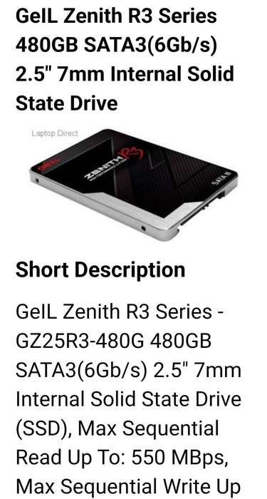 ZENITH R3 series 480gig SSD 2.5"7mm