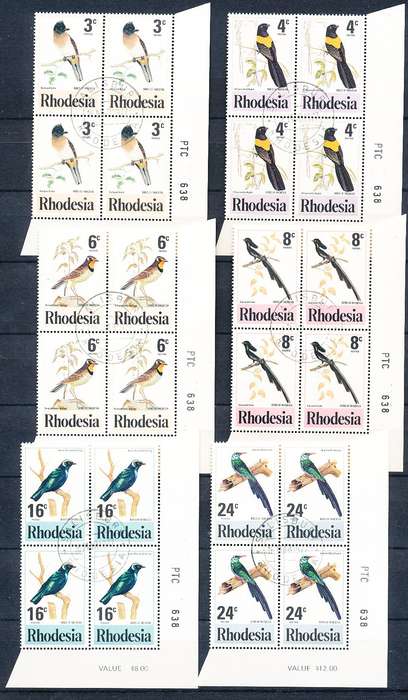 RHODESIA   - 1977   Birds  CORNER BLOCKS -   FINE CTO USED
