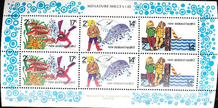 NEW ZEALAND   - 1980   Health Stamps - Fishing  MINI-SHEET  -   FINE MINT