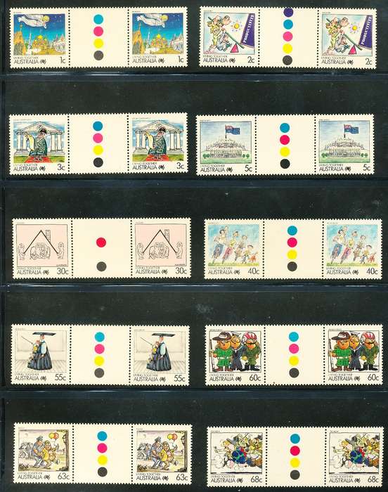 AUSTRALIA  1988 -    Cartoons  GUTTER PAIRS -   MARCH ISSUE -   FINE  MINT