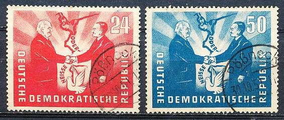 GERMANY  DDR   1951  -  Treaty Between Poland & East Germany   FULL SET     -   FINE USED