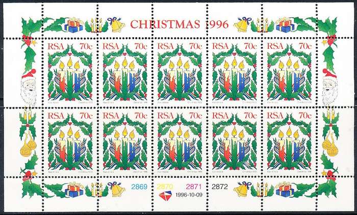 RSA  - 1996 -   Christmas   FULL SHEET  - FINE  MINT