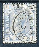 GB -  1873 -  QVIC  -  2  1/2d  BLUE    PLATE 20 -  FINE  USED - R1200