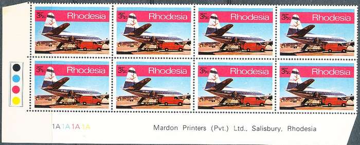 RHODESIA   - 1970  Posts and Telecomms  3 1/2c EXTENDED C/BLOCK  -   FINE MINT