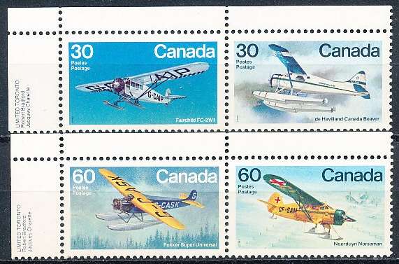 CANADA  1982  -   Canadian Aircraft - Bush Aircraft   FULL  SET -  FINE  MINT