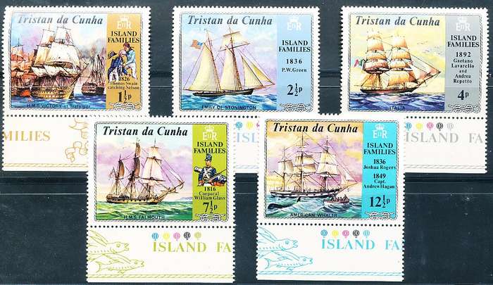 TRISTAN da CUNHA  - 1971   Island Families and Ships   SET  -    FINE  MINT