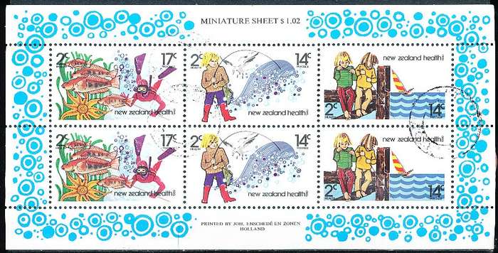 NEW ZEALAND   - 1980   Health Stamps - Fishing  MINI-SHEET  -   FINE USED