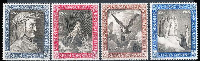 SAN MARINO  1965  -  Dante Alighieri   FULL SET   - FINE  MINT