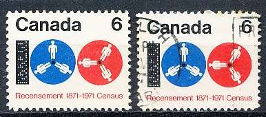 CANADA  1971  -  First Canadian Census    -  FINE  MINT and USED